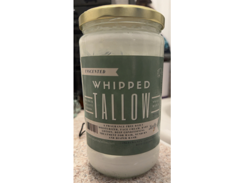 Lady May Tallow Whipped Tallow Daily Moisturizer, 100 % Grass Fed Beef, 24 oz