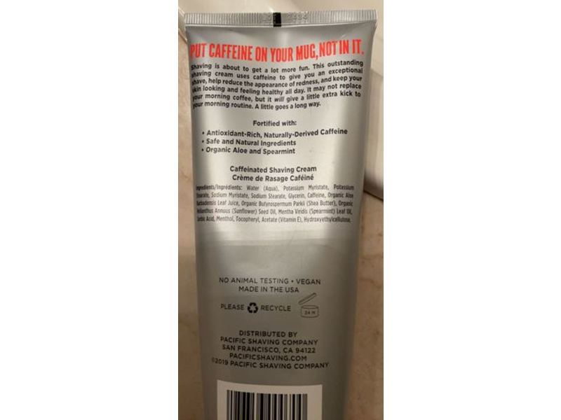 Pacific Shaving Co Shaving Cream, Caffeinated, 7 fl oz/207 mL