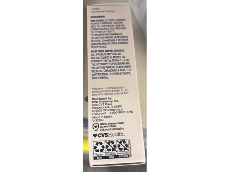Cvs Face & Bikini Hair Removal Wax Strips & Post-Wax Wipes, Vitamin E & Chamomile Oil, 40 Count