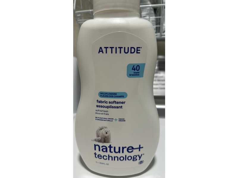 Attitude Nature+ Technology Fabric Softener, Wild Flowers, 40 Loads, 33.8 fl oz/1 L