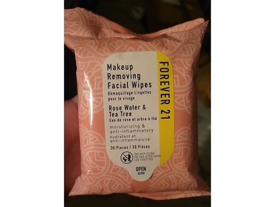 Forever 21 Makeup Removing Facial Wipes, Rose Water & Tea Tree, 30 Count