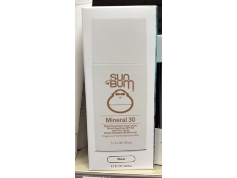 Sun Bum Mineral Sheer Sunscreen Face Lotion, SPF 30, 1.7 fl oz/50 mL