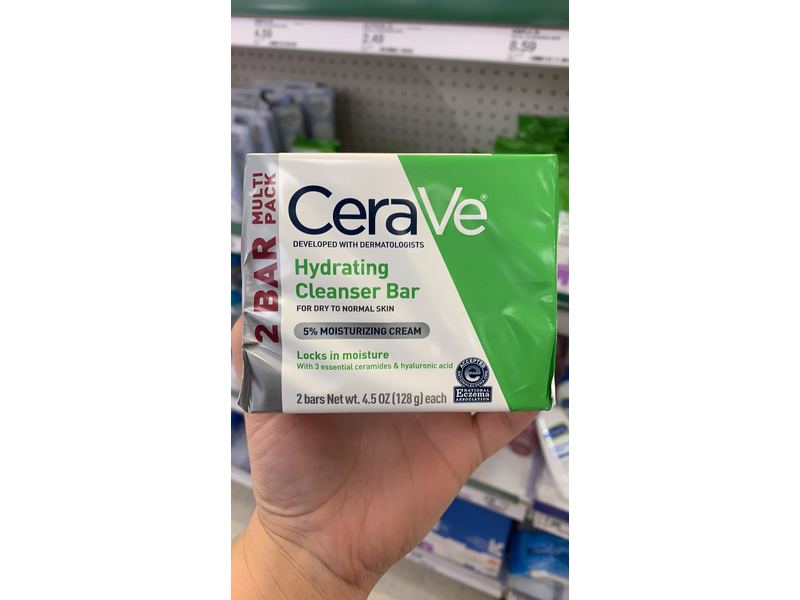 Cerave Hydrating Cleanser Bar, 5% Moisturizing Cream, 9 oz/256 g, 2 Count