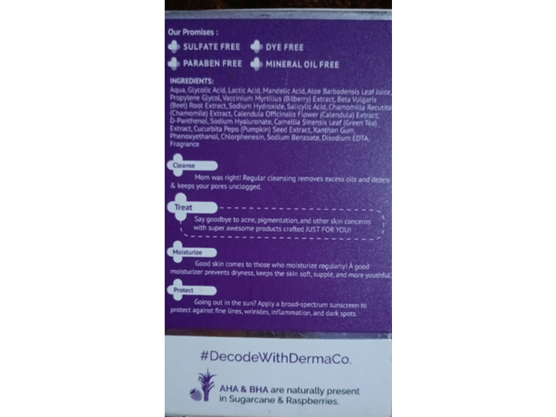 The Derma Co 30% aha+ 2% BHA Face Peeling Solution, 1 fl oz/30 mL