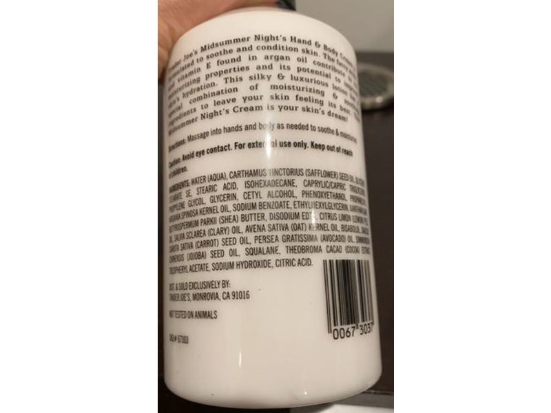 Trader Joe's Hand & Body Cream, Moroccan Argan Oil, Fragrance Free, 16 oz