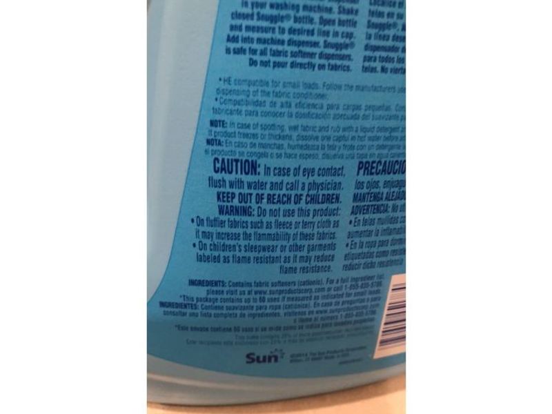 Snuggle Non-Concentrate Fabric Softener, Blue Sparkle, 60 Loads, 100 fl oz/2.95 L