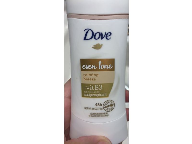 Dove Even Tone Antiperspirant, Calming Breeze + Vit B3, 2.6 oz/74 g