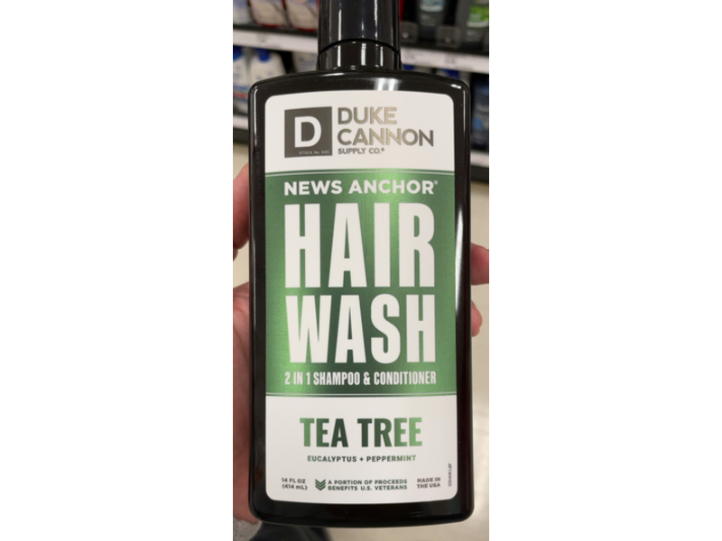 Duke Cannon Supply Co. News Anchor 2 - In - 1 Hair Wash, Tea Tree, 14 fl oz/414 mL