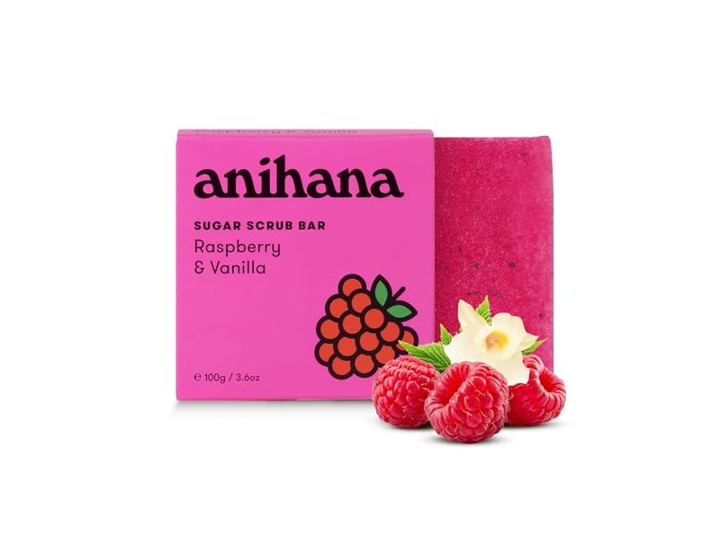 Anilana Sugar Scrub Bar, Raspberry & Vanilla, 3.6 oz/100 g