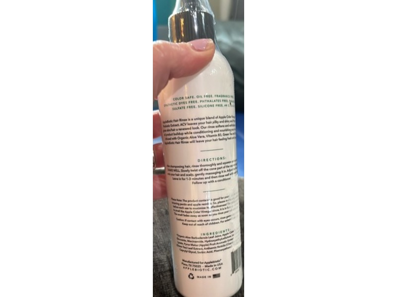 AppleBiotic Apple Cider Vinegar Probiotic Extract Hair Rinse, 8 oz/180 mL