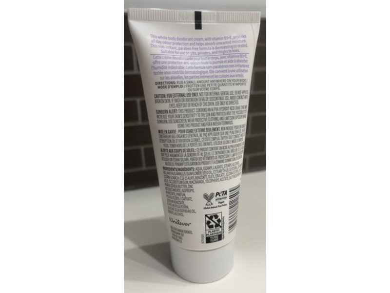 Dove Whole Body Deodorant Cream, Coconut & Vanilla Scent, 73 mL