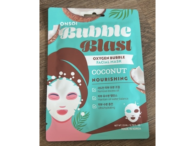 Onsoi Bubble Blast Oxygen Bubble Facial Mask, Coconut, 0.78 fl oz/23 mL