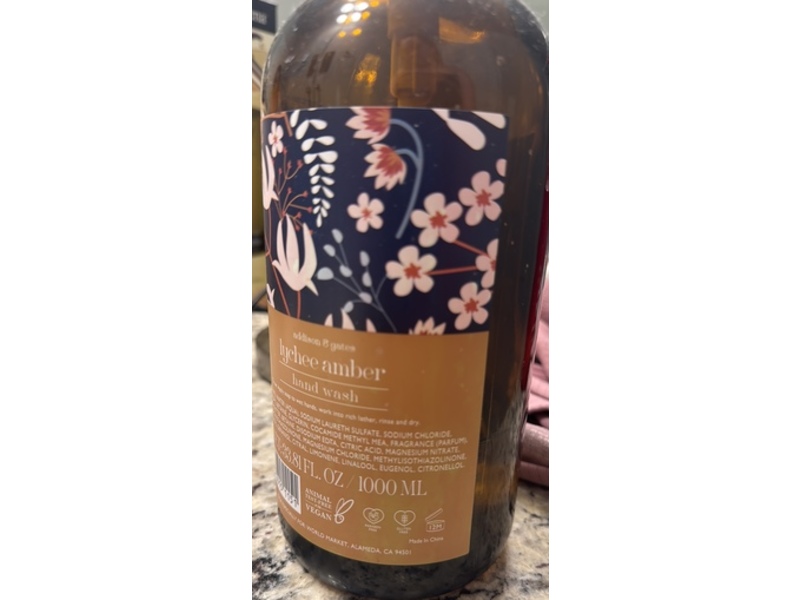 Addison & Gates Hand Wash, Lychee Amber, 33.81 fl oz/1000 mL