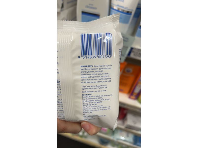 Ego QV Face Gentle Cleansing Wipes, 25 count