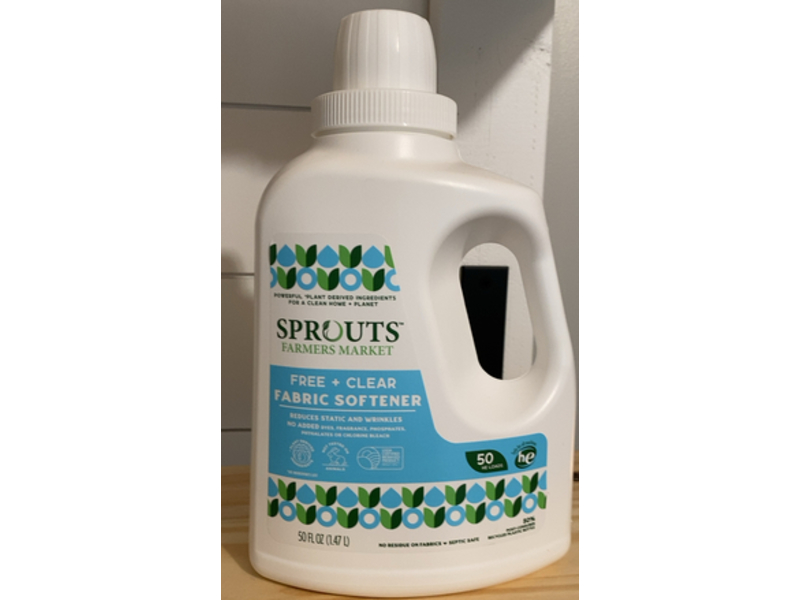 Sprouts Farmers Market Fabric Softener, Free + Clear, 50 Loads, 50 fl oz/1.47 L