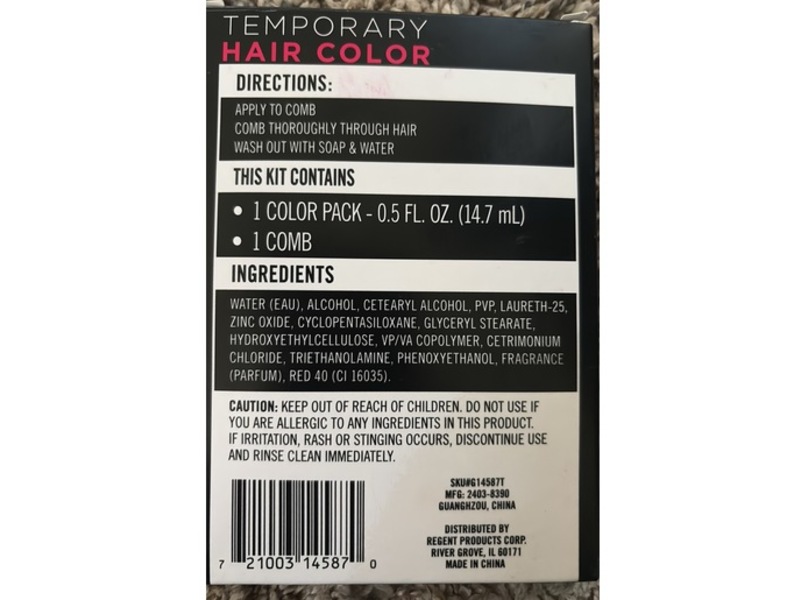 Regent Labs Temporary Hair Color, Raspberry Red, 1 Kit