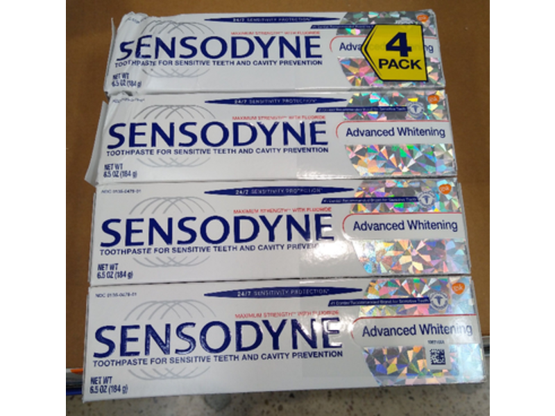 Sensodyne Advanced Whitening Toothpaste, 6.5 oz/184 g, Pack Of 4