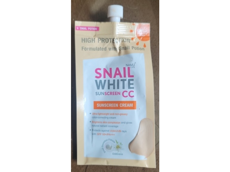 Namu Life Snail White Sunscreen CC Cream, SPF 50+ PA+++, 6 mL