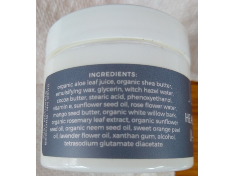 Just Naturals Healing Butter Cream, Unscented, Free & Clear, 2 fl oz/59 mL