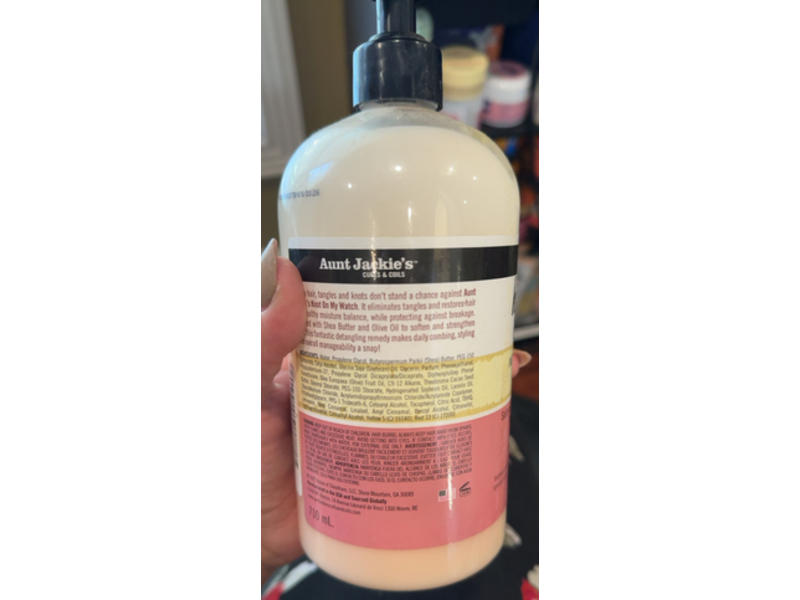 Aunt Jackie's Curls & Coils Knot On My Watch Instant Hair Detangling Therapy, Shea Butter & Olive Oil, 24 fl oz/710 mL