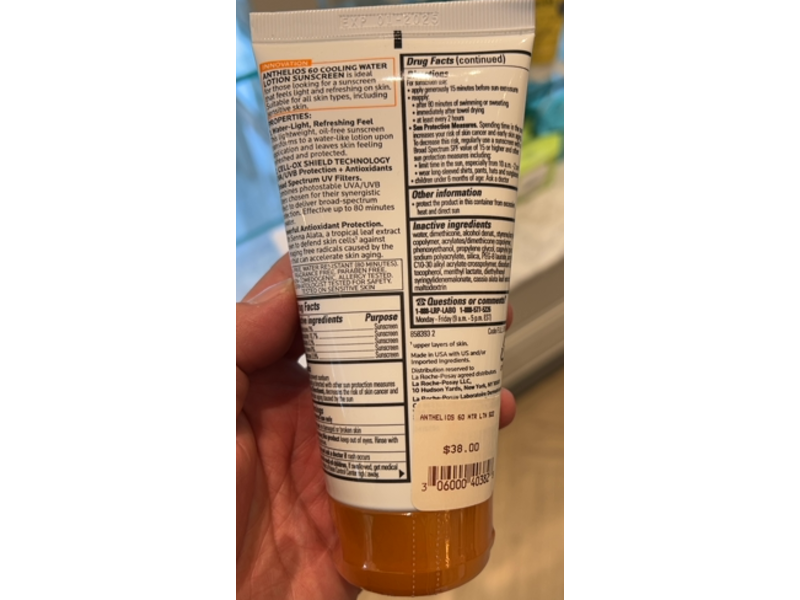 La Roche-Posay Body Face Anthelios Water Lotion, Cooling, SPF 60, 5 fl oz/150 mL