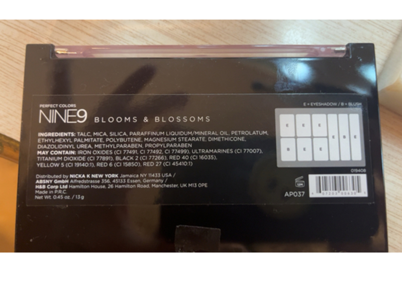 Nicka K Perfect Colors Nine Eyeshadow Palette, Blooms & Blossoms, 0.45 oz/13 g