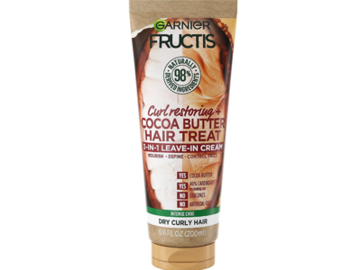 Garnier Fructis Curl Restoring 3 In 1 Leave In Cream, Cocoa Butter, 6.8 fl oz/200 mL
