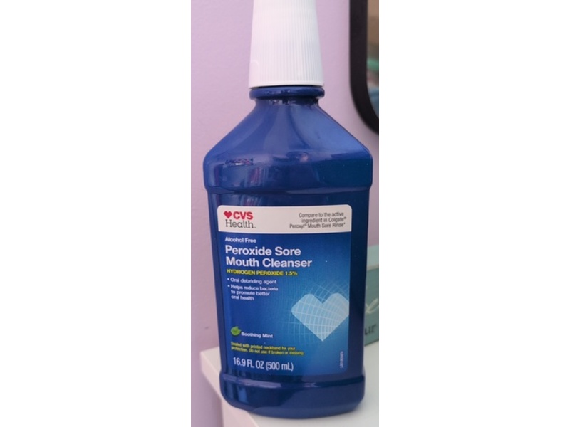 CVS Health Peroxide Sore Mouth Cleanser, Soothing Mint, 16.9 fl oz/500 mL