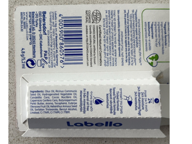 Labello Naturally Vegan Lip Balm, Acai Seed Oil & Shea Butter, 5.2 mL