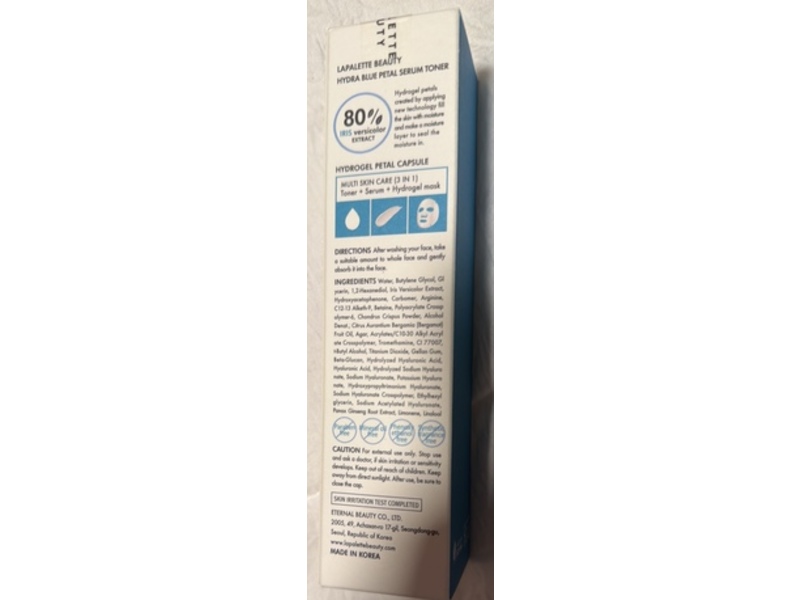 Lapalette Beauty Hydra Blue Petal Serum Toner, 3.38 fl oz