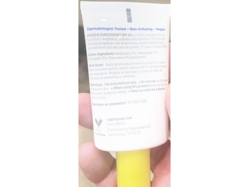 Supergoop! Unseen Sunscreen, SPF 50 PA+++, 0.68 fl oz/20 mL