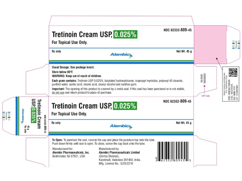 Tretinoin Cream USP 0.025%, 45 g, Alembic (RX)