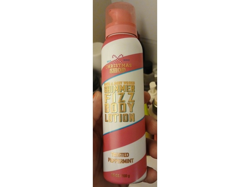 Bath & Body Works Christmas Shop Shimmer Fizz Body Lotion, Twisted Peppermint, 3.5 oz/100 g