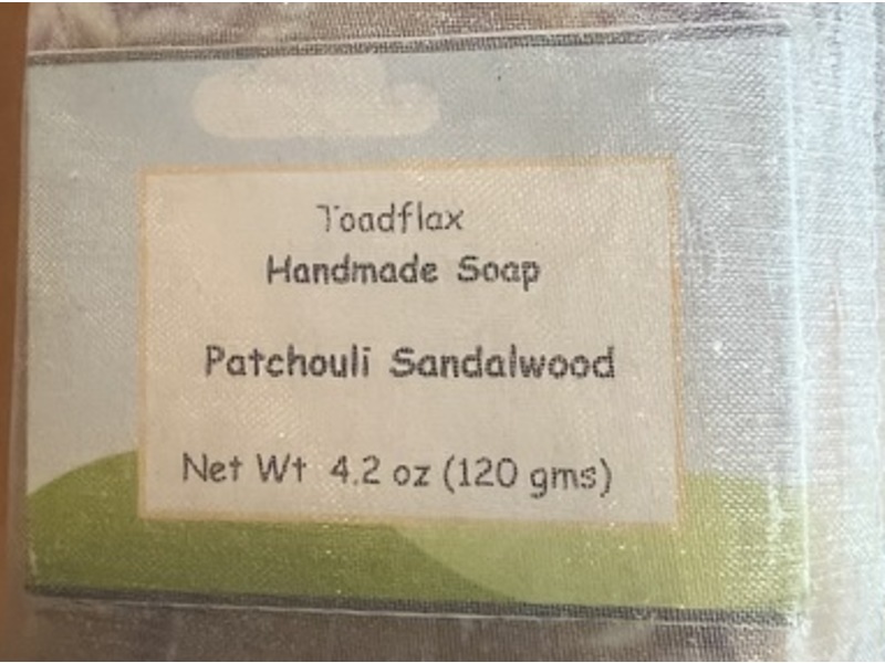 Toadflax Handmade Soap, Patchouli Sandalwood, 4.2 oz/120 g