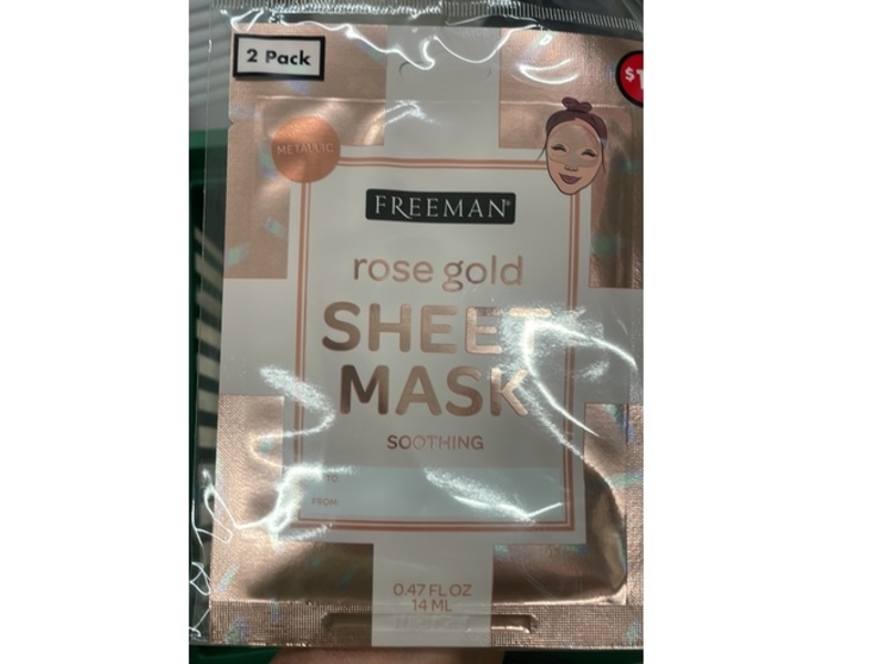 Freeman Sheet Mask Soothing, Rose Gold, 0.47 fl oz/14 mL, Pack Of 2