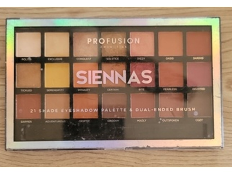 Profusion 21 Shade Eye Shadow Palette & Dual-Ended Brush, Siennas