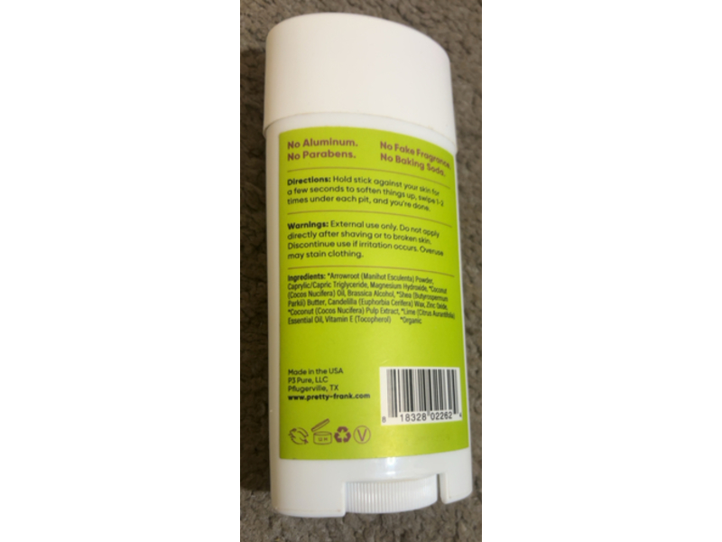 Pretty Frank Natural Deodorant, Coconut Lime, 2.7 oz/77 g