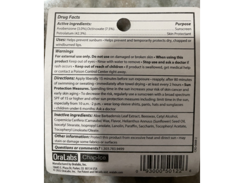 Chap-Ice Lip Balm, SPF 15, 0.14 oz/4 g, Pack Of 3