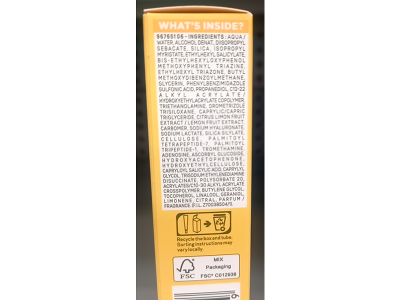 Garnier SkinActive Vitamin C Invisible Daily UV Brightening Fluid, SPF 50, 40 mL