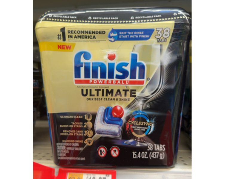 Finish Ultimate Dishwasher Detergent, CycleSync, 38 Tabs, 15.4 oz/437 g