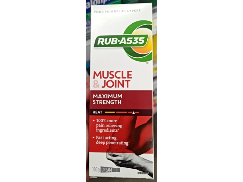 Rub A535 Muscle & Joint Pain Relieving Cream, Maximum Strength Heat, 100 g