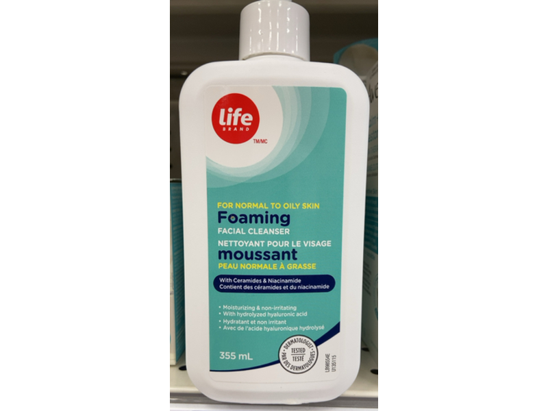 Life Brand Foaming Facial Cleanser, Ceramides & Niacinamide, 355 mL