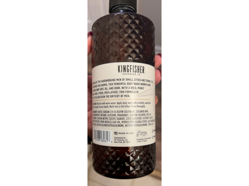 Kingfisher Grooming Co. Body Wash, Bergamot & Amber Woods, 18 fl oz/532 mL