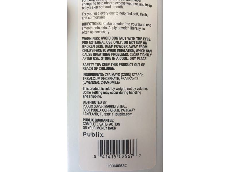 Publix Night Time Baby Powder, Lavender & Chamomile, 15 oz/425 g