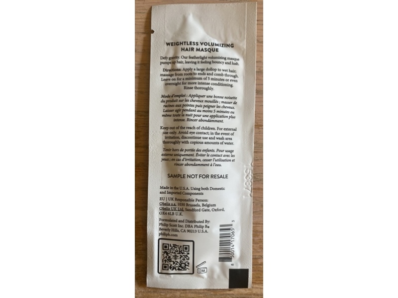 Philip B Weightless Volumizing Hair Masque, Magnolia Flowers, 0.36 oz/10 g