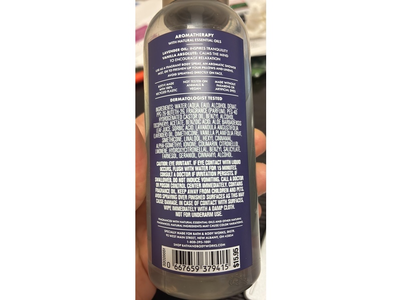 Bath & Body Works Sleep Essential Oil Pillow + Perfume Mist, Lavender + Vanilla, 5.85 fl oz/173 mL