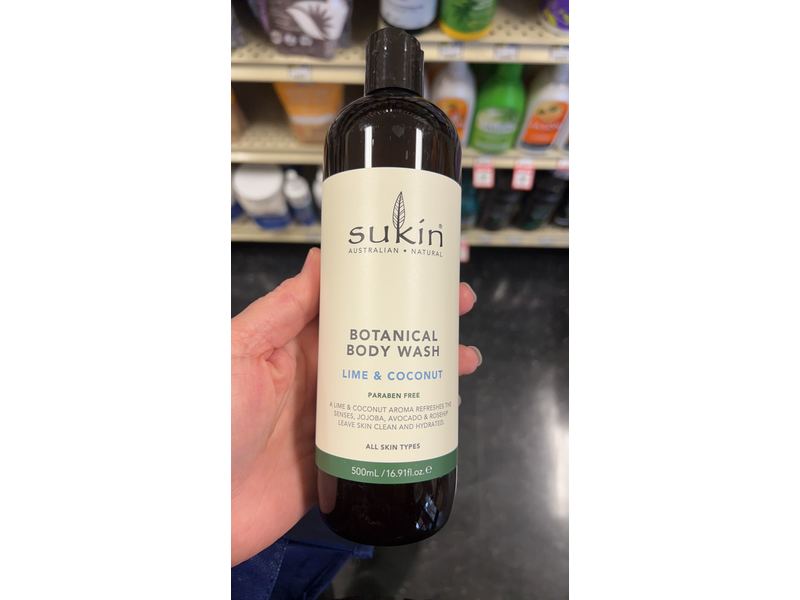 Sukin Botanical Body Wash, Lime & Coconut, 16.9 fl oz/500 mL