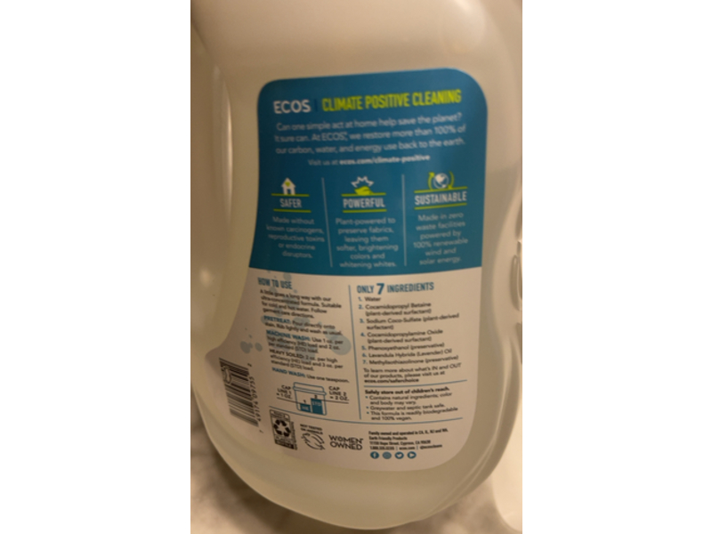 Earth Friendly Laundry Detergent, Lavender, 50 Loads, 50 fl oz/1.48 L