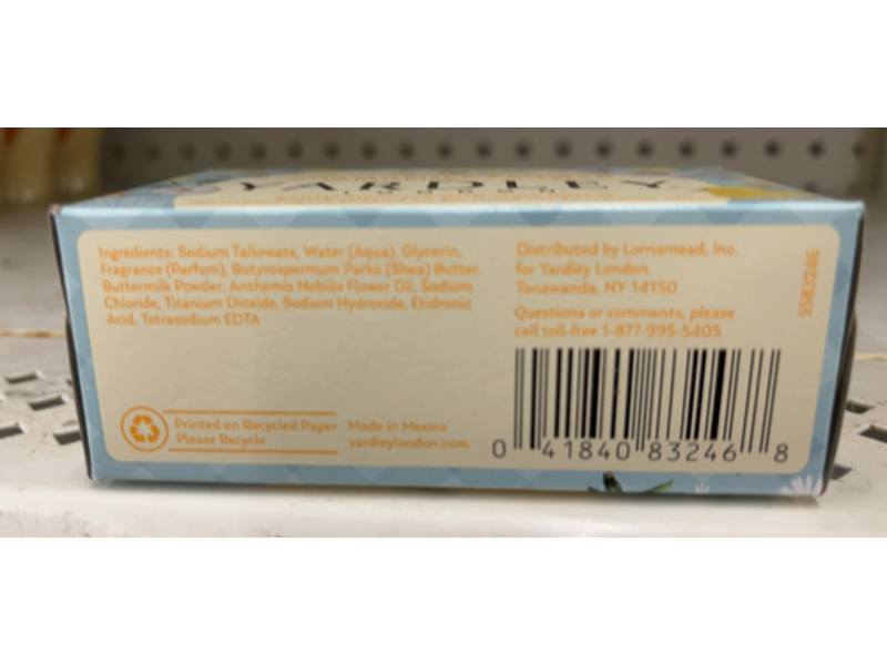 Yardley London Nourishing Baby Bar, Chamomile Flower, 4 oz/113 g