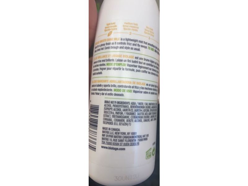 Biolage Styling Smooth Shine Milk, Agave, Paraben Free, 8.5 fl oz